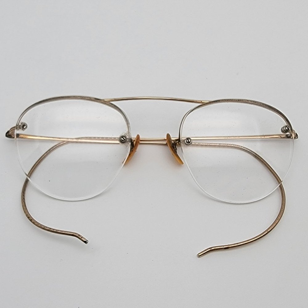 Shuron Shurset Rimway Ful-Vue 1/10 12k Gold Fill Vintage Semi Rimless Eyeglasses